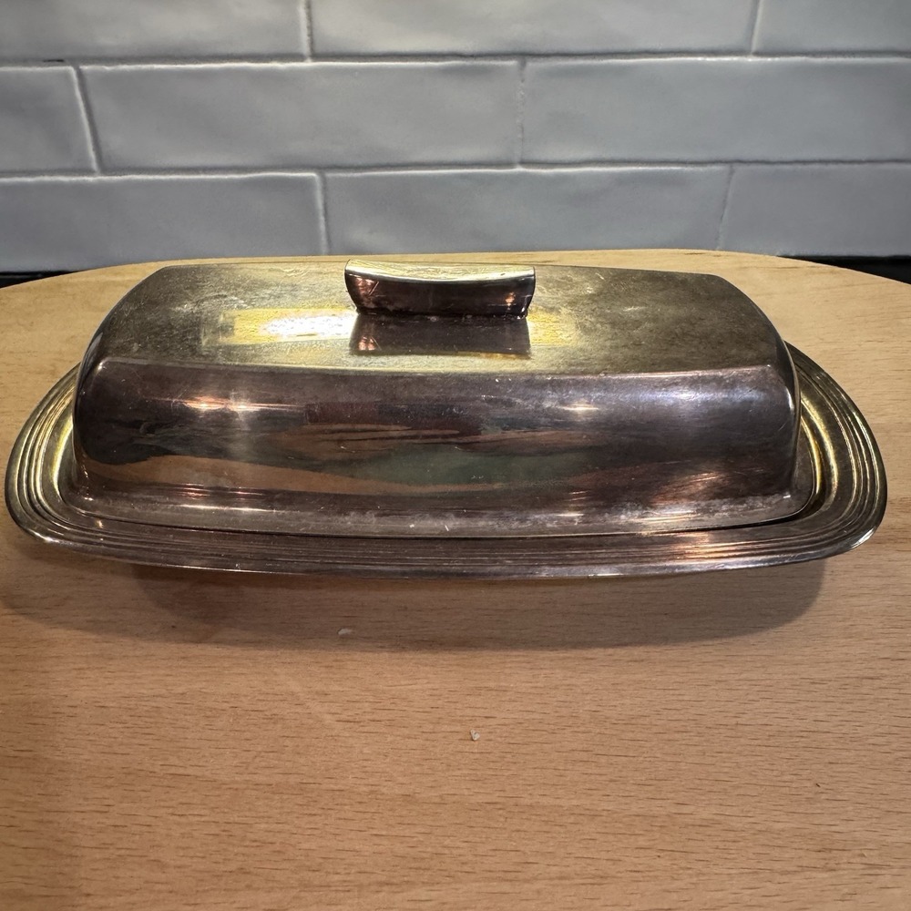 Silver Plated Butter‎ Dish with Glass Insert FB ROGERS SILVER CO